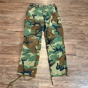 vintage Military Woodland Camo Cargo Pants